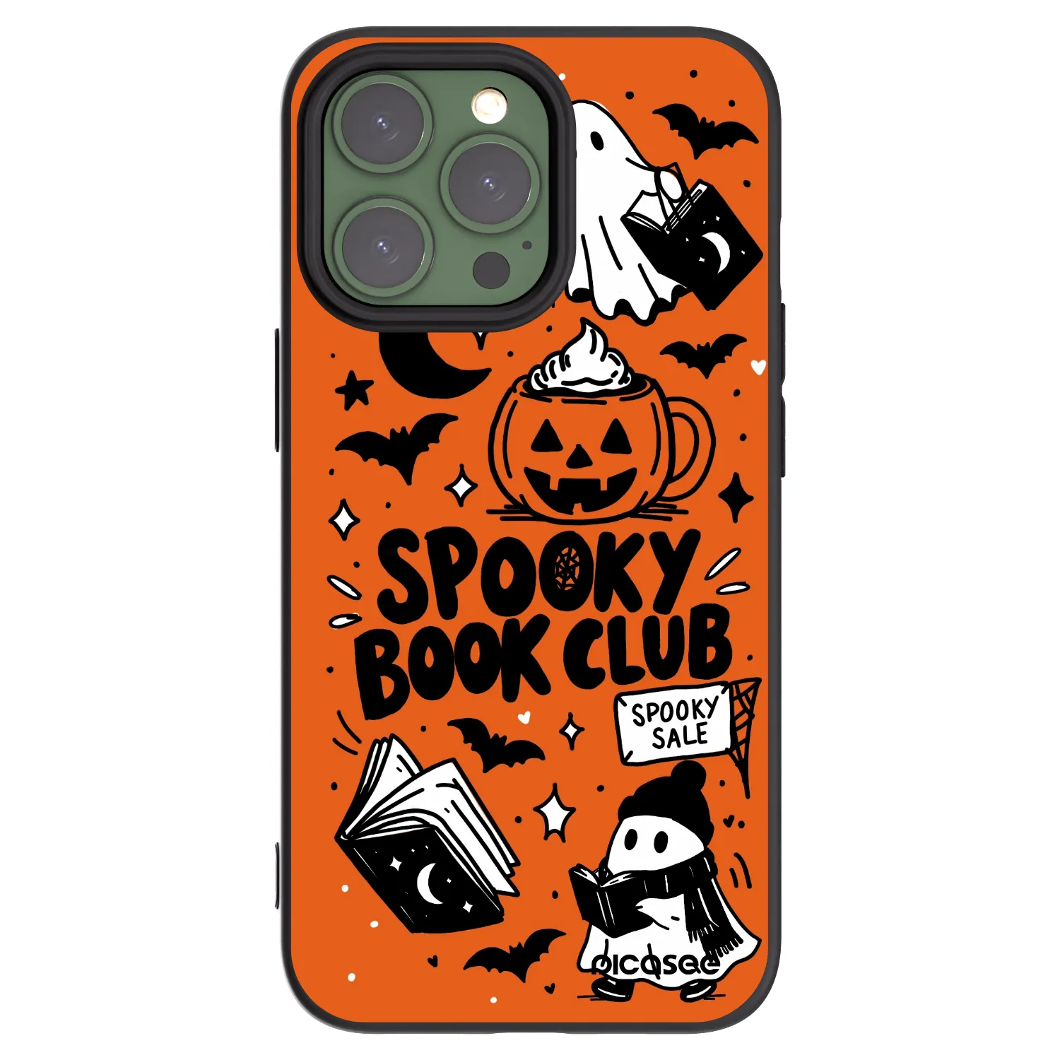 Picasee Apple iPhone 13 Pro Hülle - Schwarzes Silikon - Spooky book club