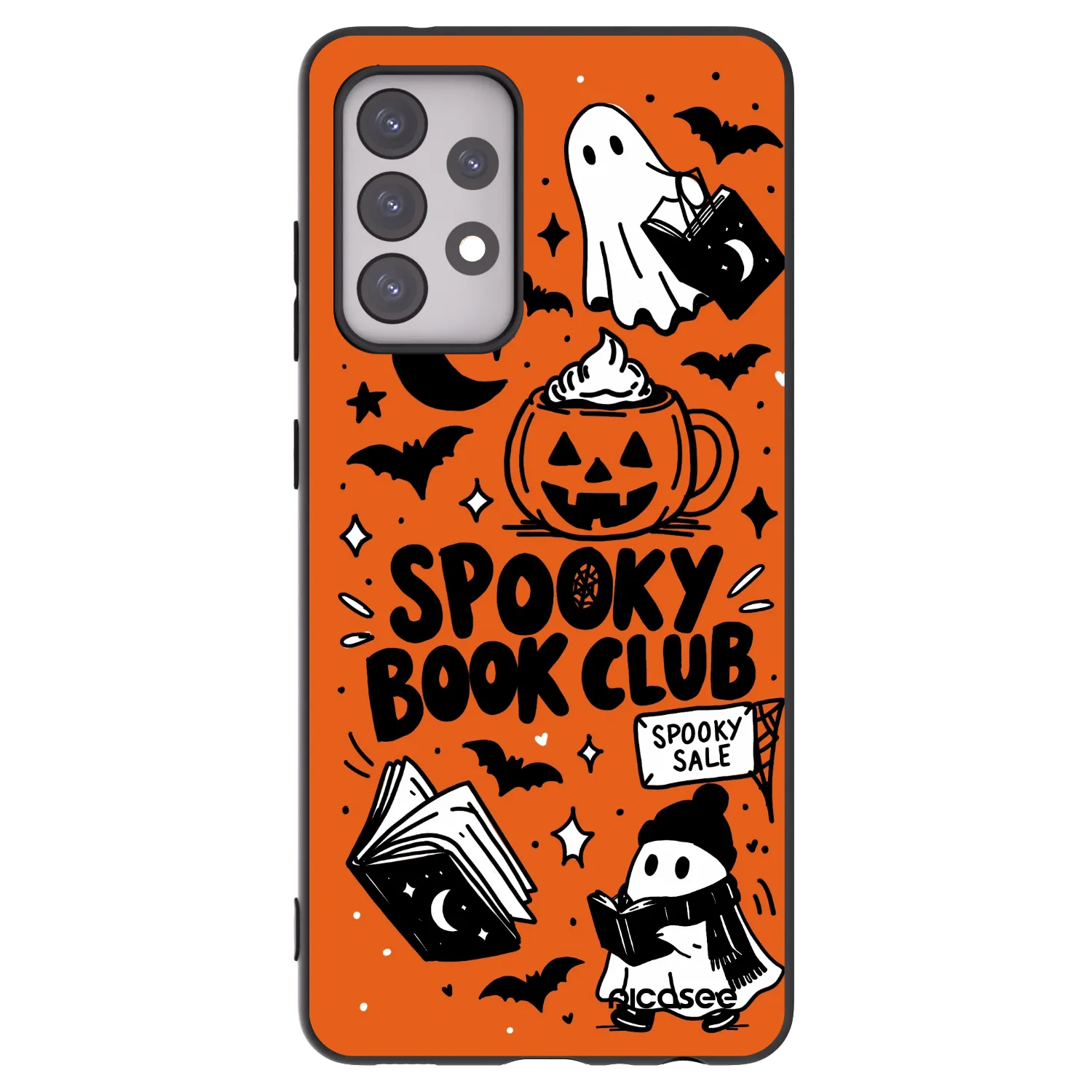 Picasee Samsung Galaxy A52s 5G A528B Hülle - Schwarzes Silikon - Spooky book club