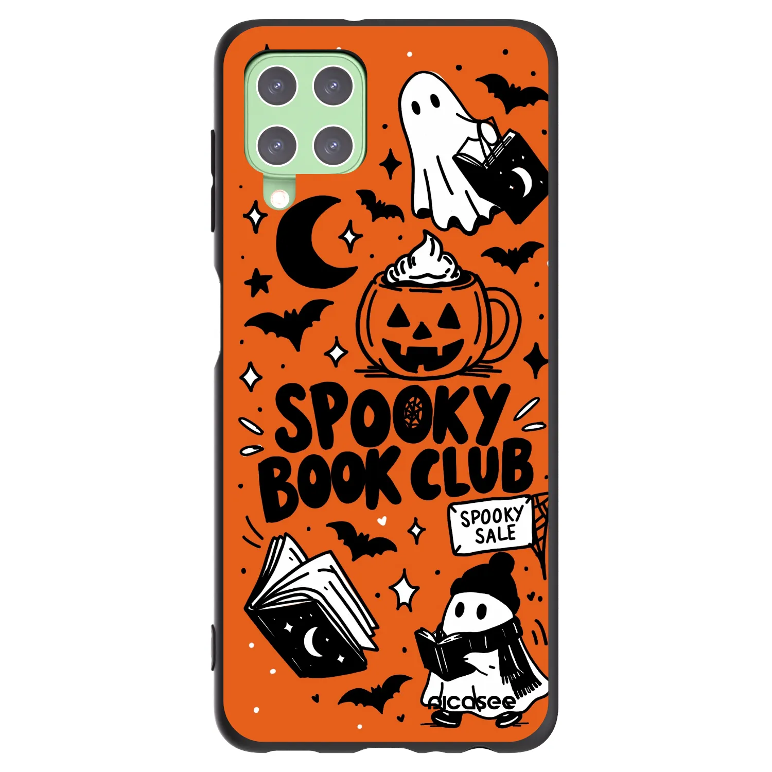 Picasee Samsung Galaxy A22 A225F 4G Hülle - Schwarzes Silikon - Spooky book club