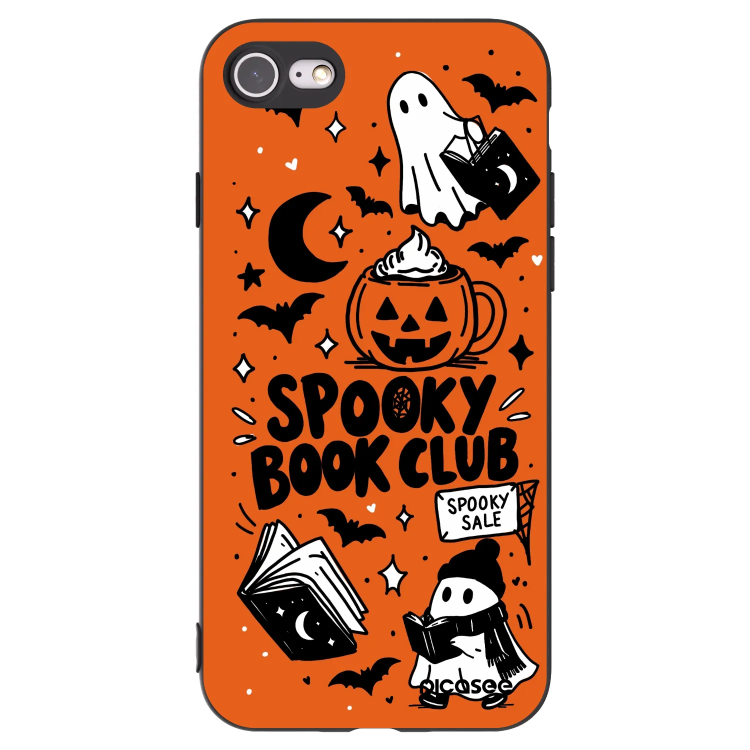 Picasee Apple iPhone SE 2022 Hülle - Schwarzes Silikon - Spooky book club