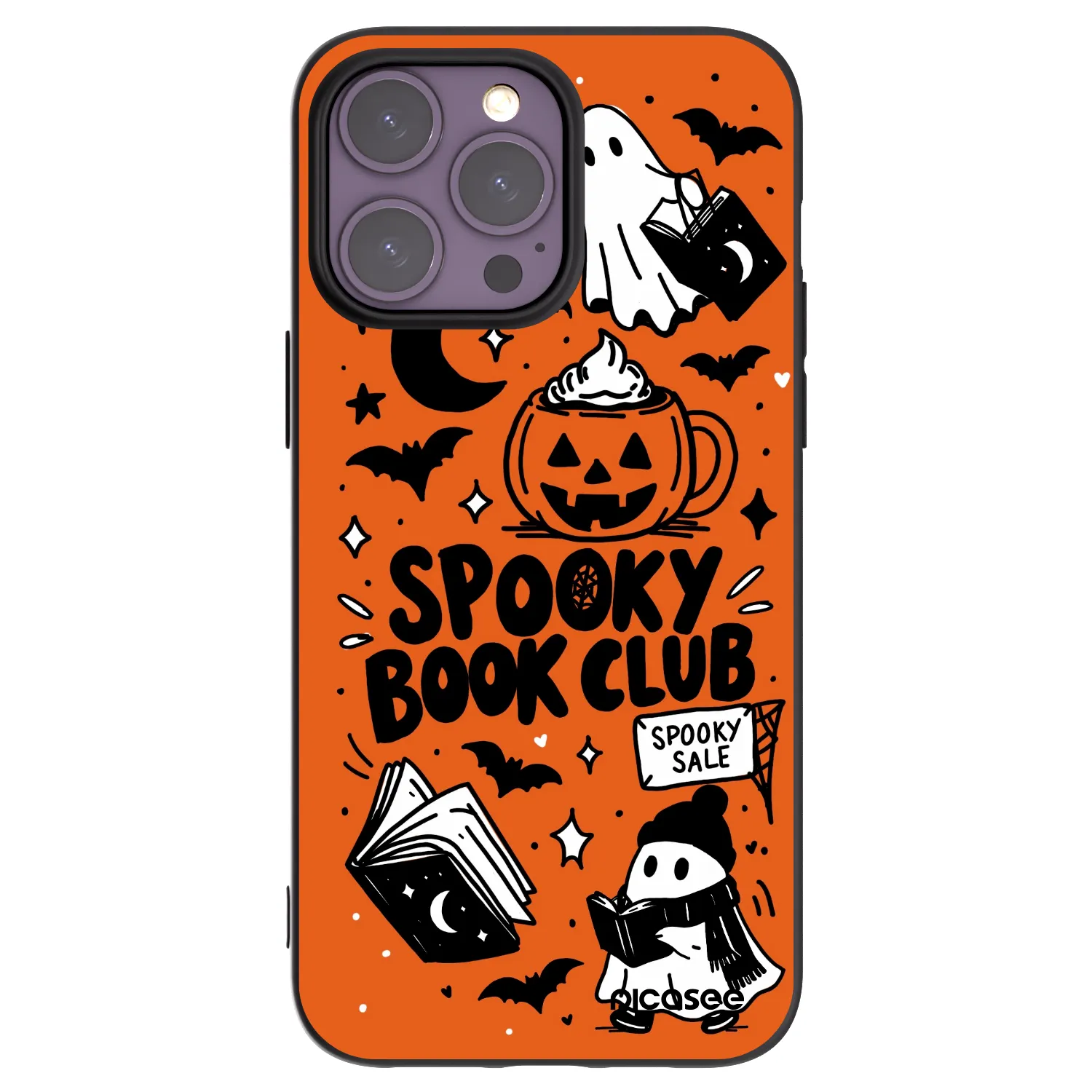 Picasee Apple iPhone 14 Pro Max Hülle - Schwarzes Silikon - Spooky book club