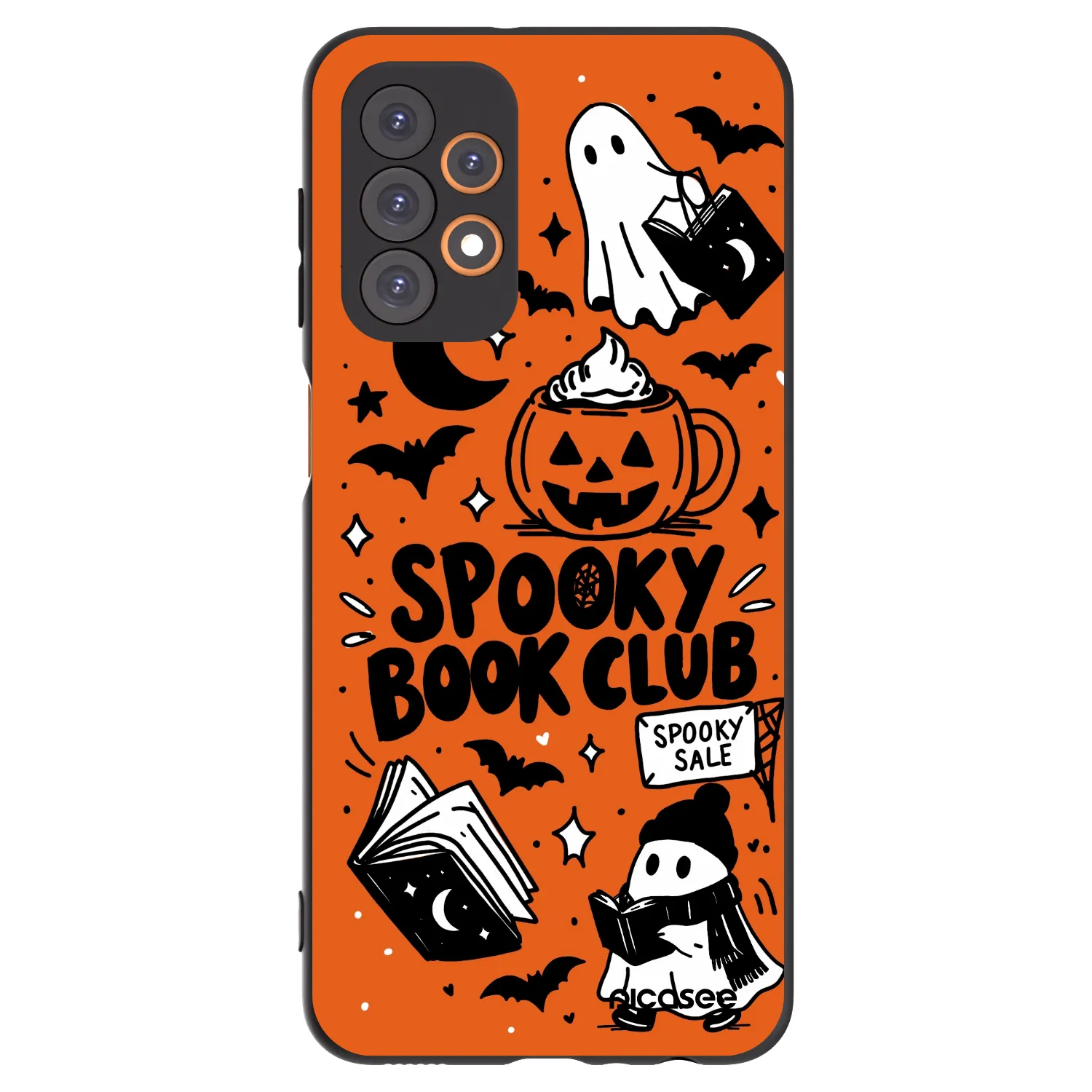 Picasee Samsung Galaxy A23 A235F 4G Hülle - Schwarzes Silikon - Spooky book club