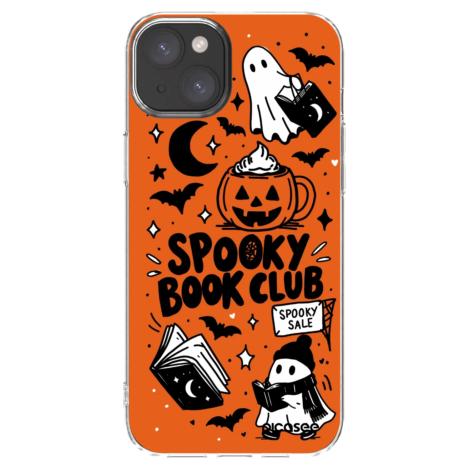 Picasee Apple iPhone 15 Plus Hülle - Transparentes Silikon - Spooky book club