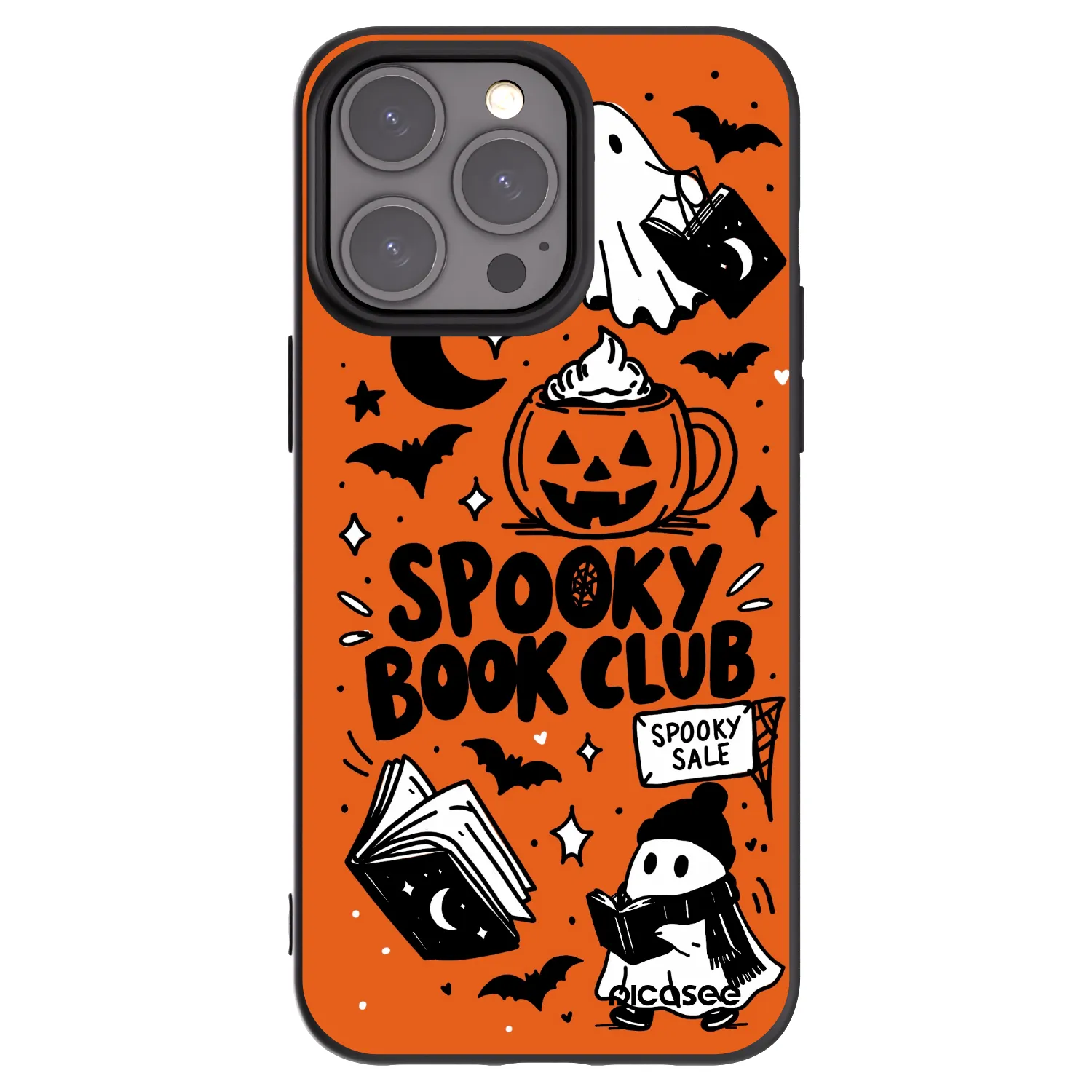 Picasee Apple iPhone 15 Pro Max Hülle - Schwarzes Silikon - Spooky book club