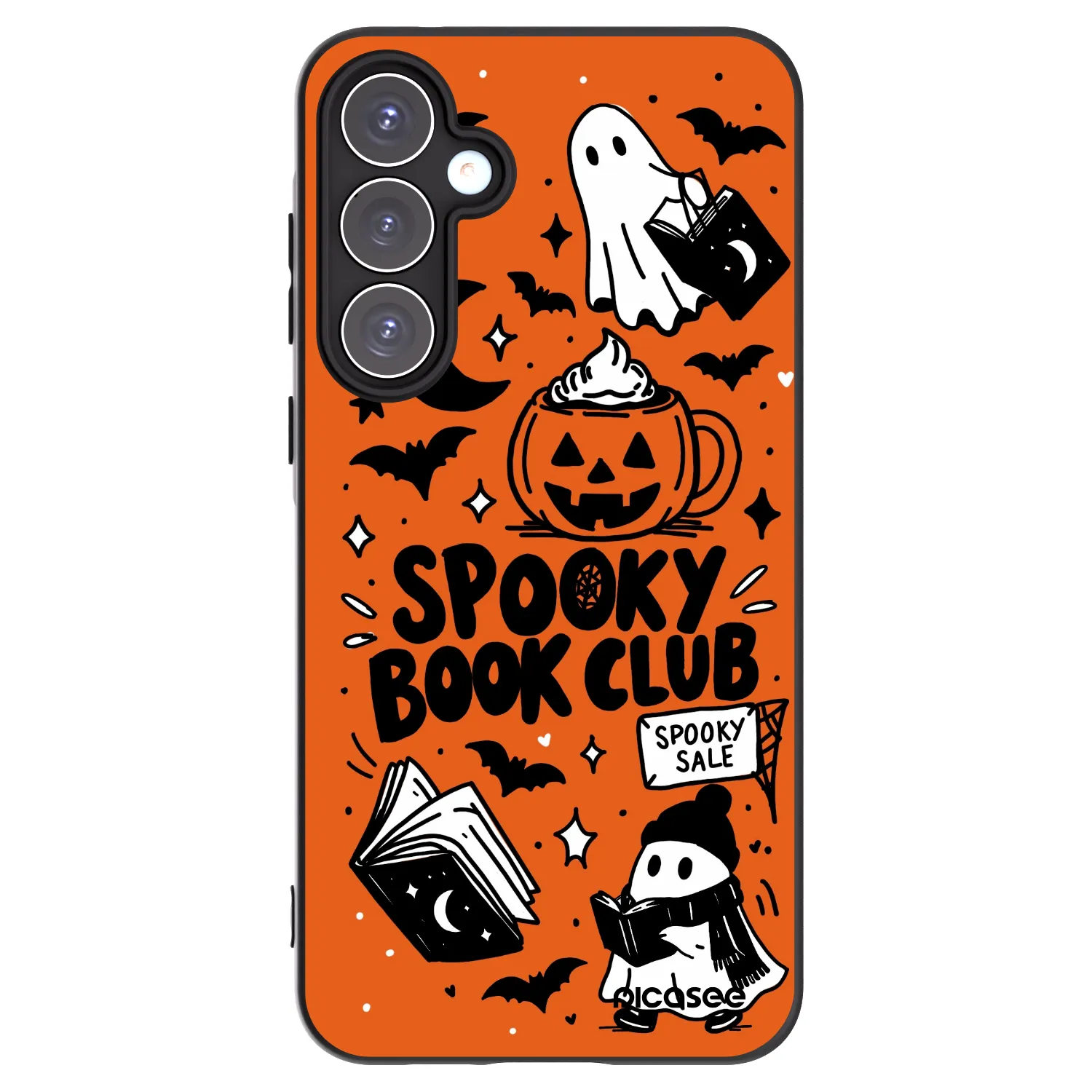Picasee Samsung Galaxy A55 5G A556B Hülle - Schwarzes Silikon - Spooky book club