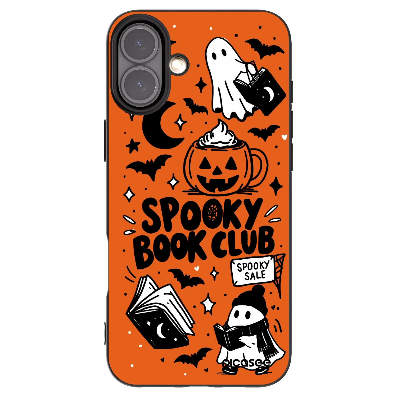 Picasee Apple iPhone 16 Plus Hülle - Schwarzes Silikon - Spooky book club