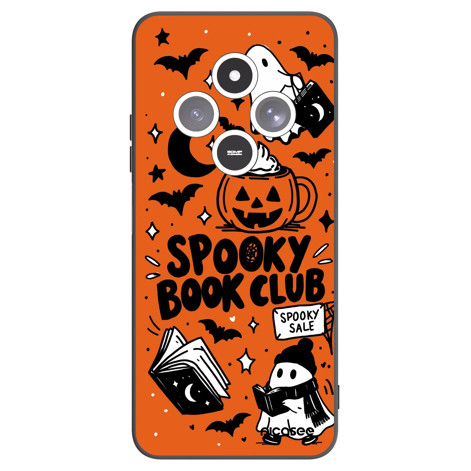 Picasee Xiaomi Redmi 14C Hülle - Schwarzes Silikon - Spooky book club