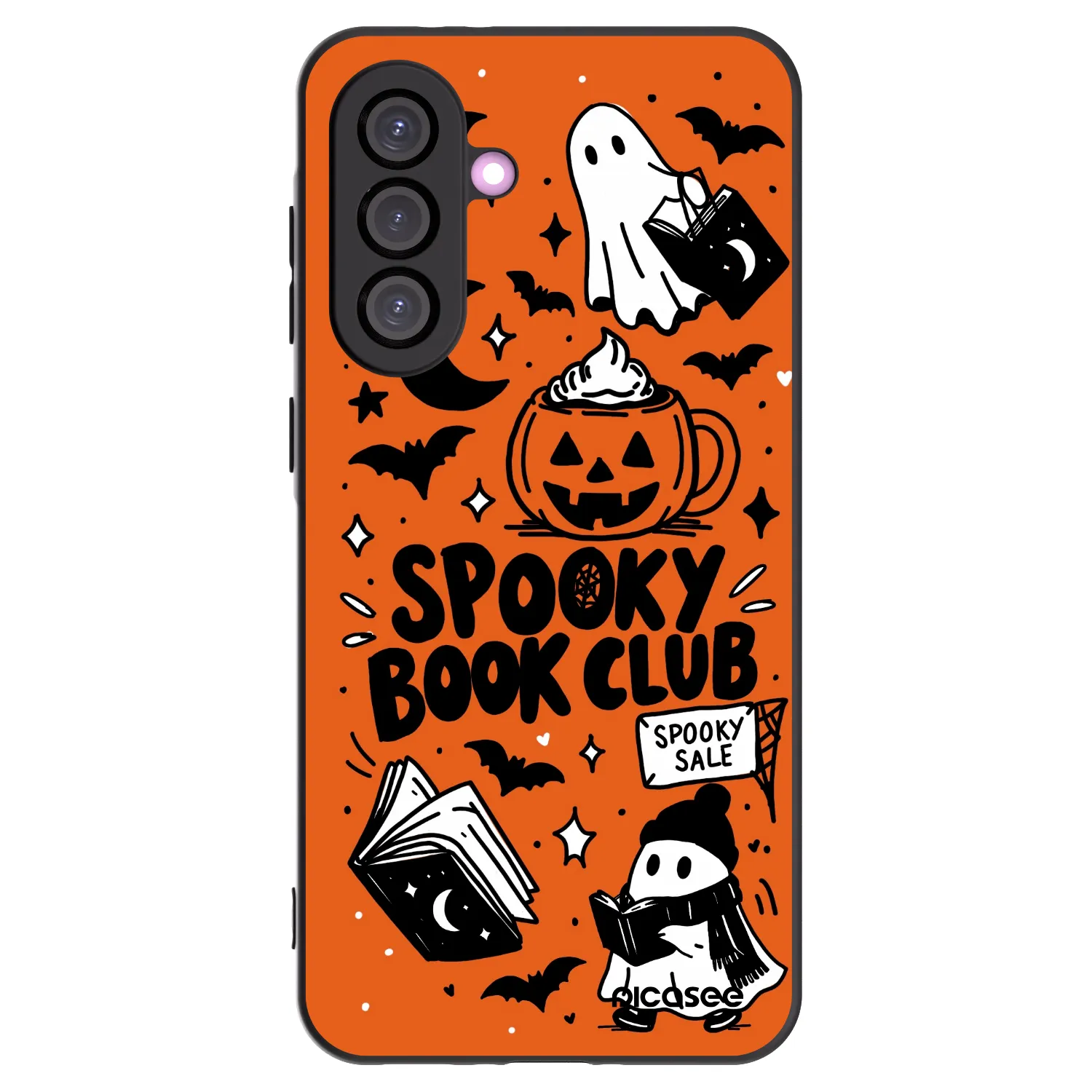 Picasee Samsung Galaxy A56 5G A566B Hülle - Schwarzes Silikon - Spooky book club
