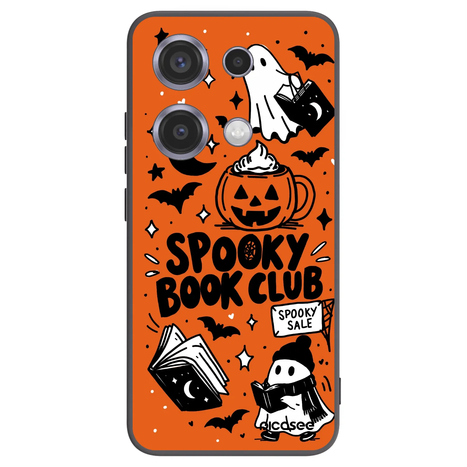 Picasee Xiaomi Redmi Note 14S Hülle - Schwarzes Silikon - Spooky book club