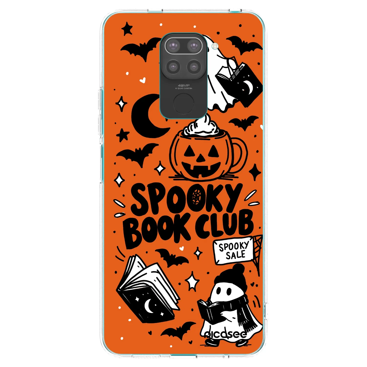 Picasee Xiaomi Redmi Note 9 Hülle - Schwarzes Silikon - Spooky book club