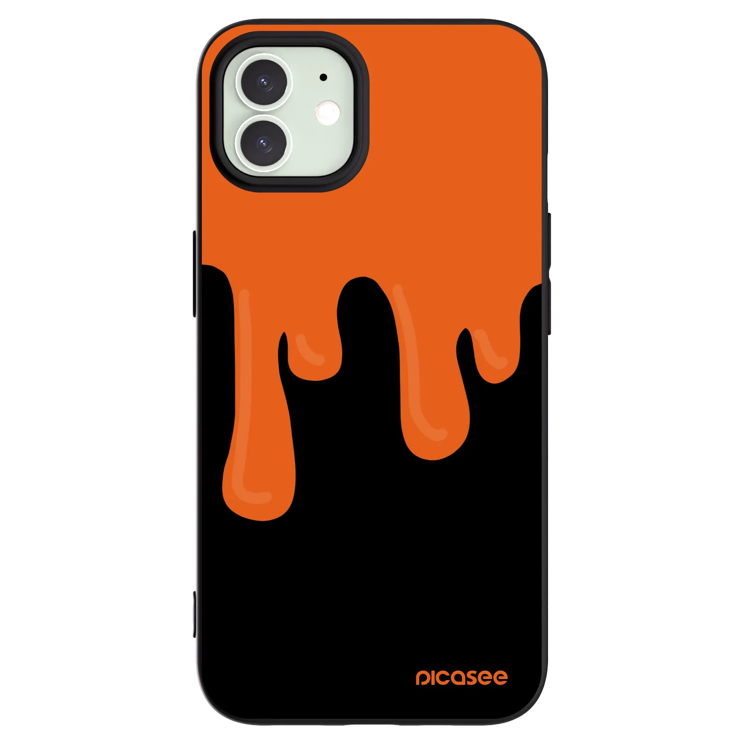 Picasee Apple iPhone 12 Hülle - Schwarzes Silikon - Orange spooky