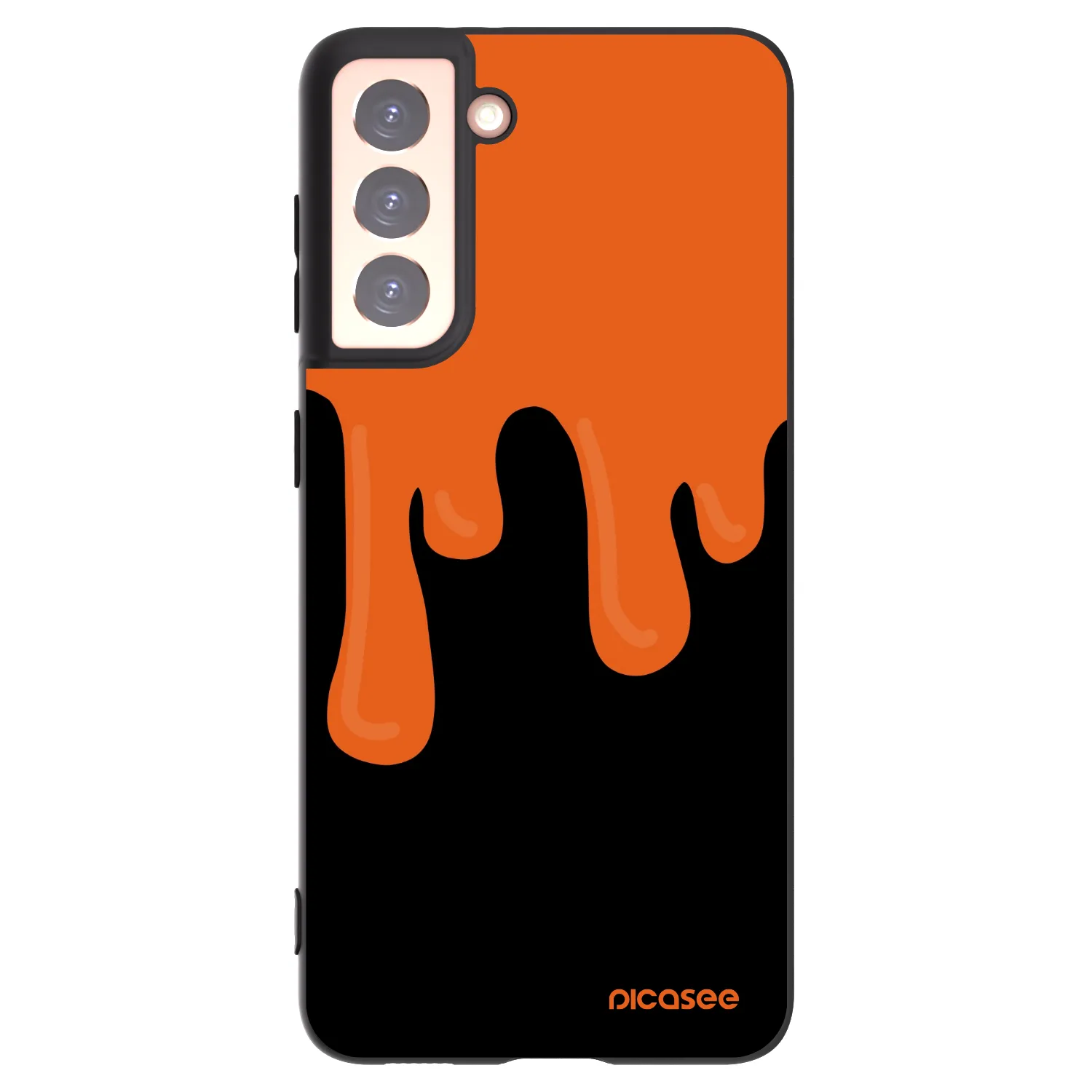 Picasee Samsung Galaxy S21 5G G991B Hülle - Schwarzes Silikon - Orange spooky