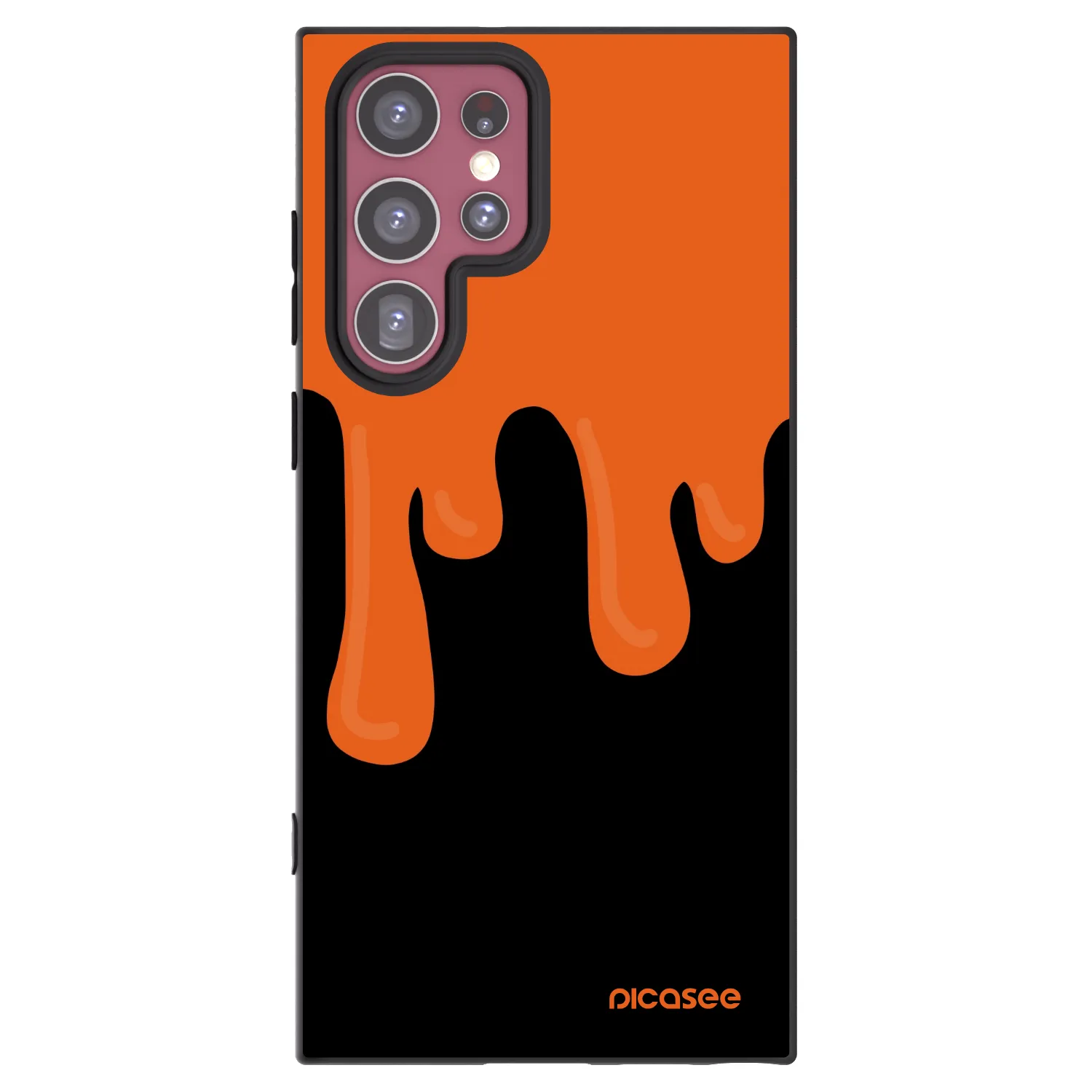 Picasee Samsung Galaxy S22 Ultra 5G Hülle - Schwarzes Silikon - Orange spooky