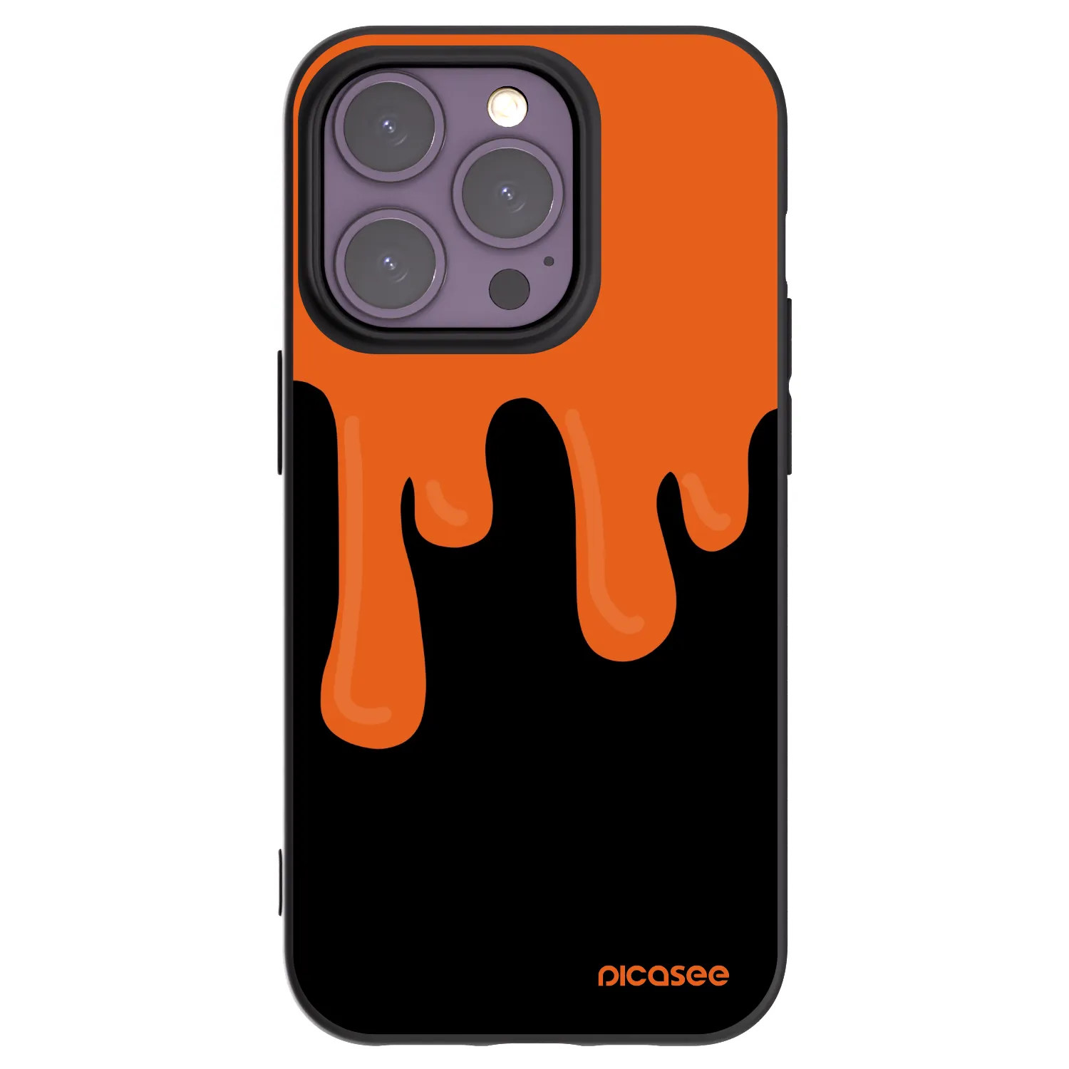 Picasee Apple iPhone 14 Pro Hülle - Schwarzes Silikon - Orange spooky