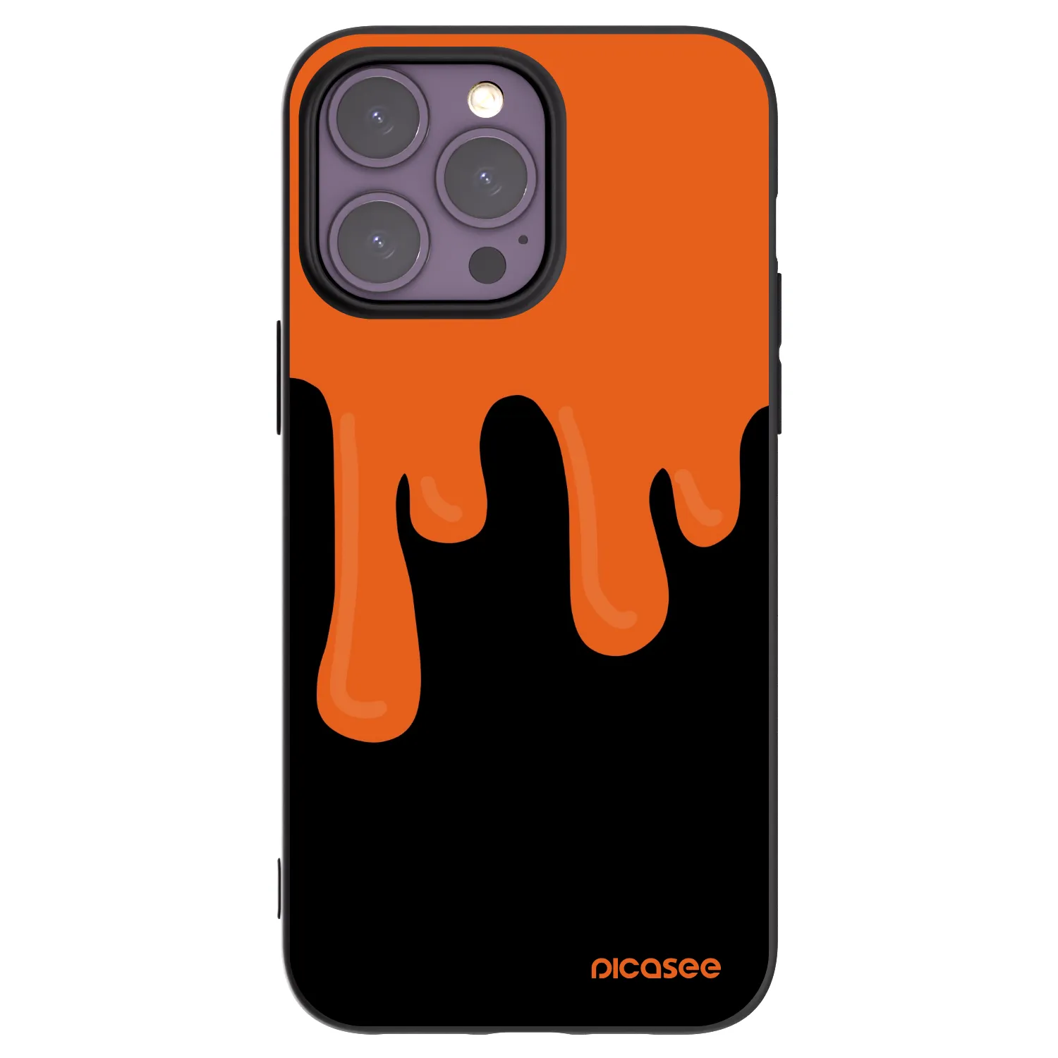Picasee Apple iPhone 14 Pro Max Hülle - Schwarzes Silikon - Orange spooky