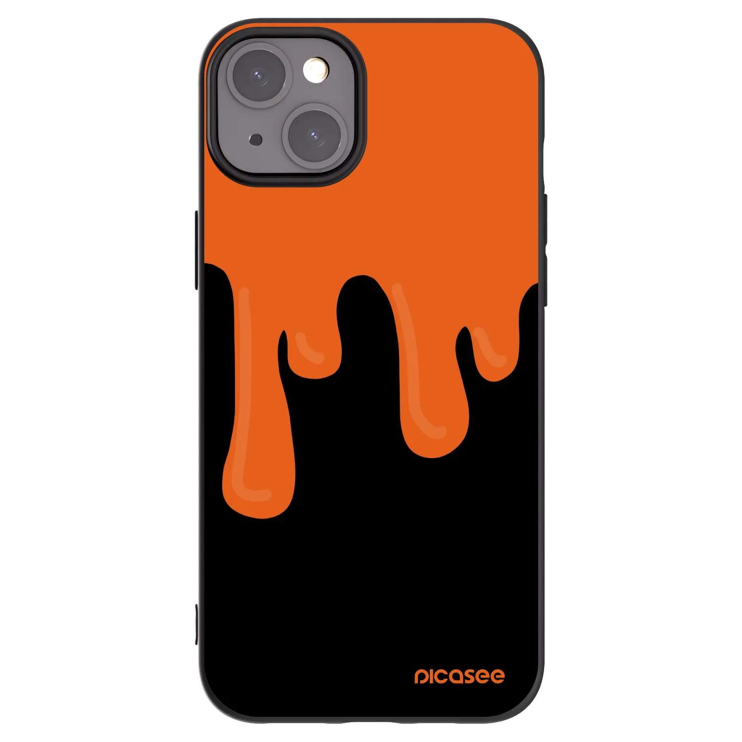 Picasee Apple iPhone 15 Plus Hülle - Schwarzes Silikon - Orange spooky