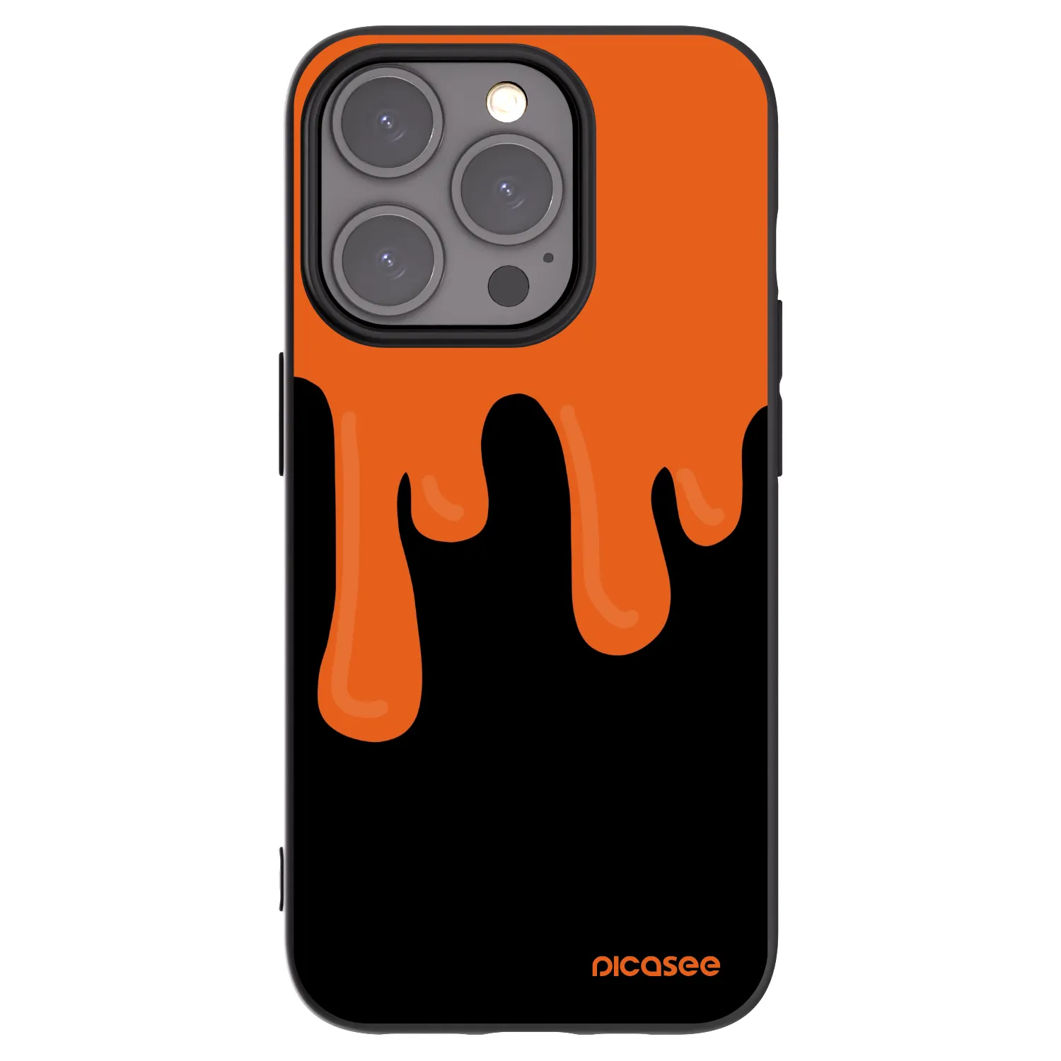 Picasee Apple iPhone 15 Pro Hülle - Schwarzes Silikon - Orange spooky