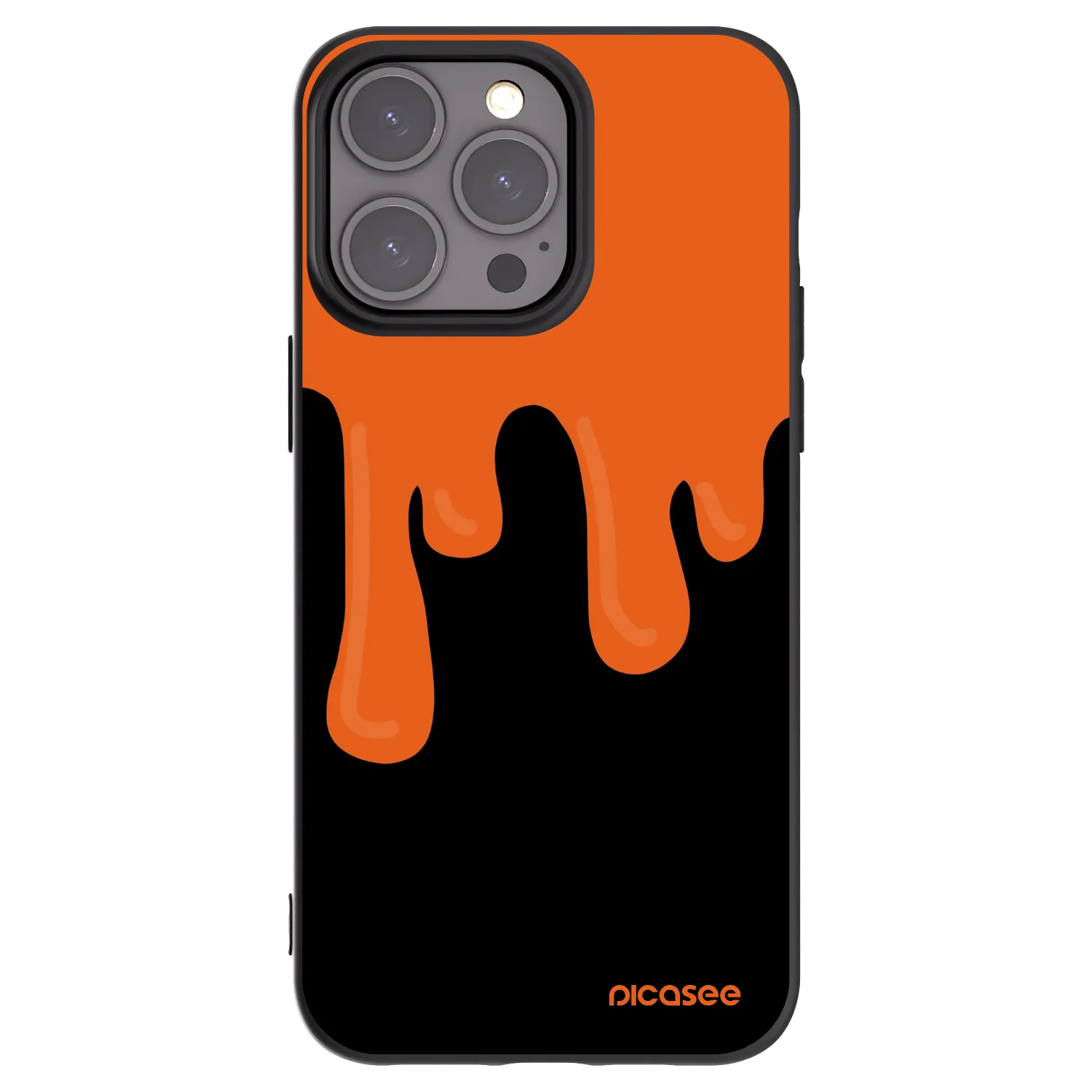 Picasee Apple iPhone 15 Pro Max Hülle - Schwarzes Silikon - Orange spooky
