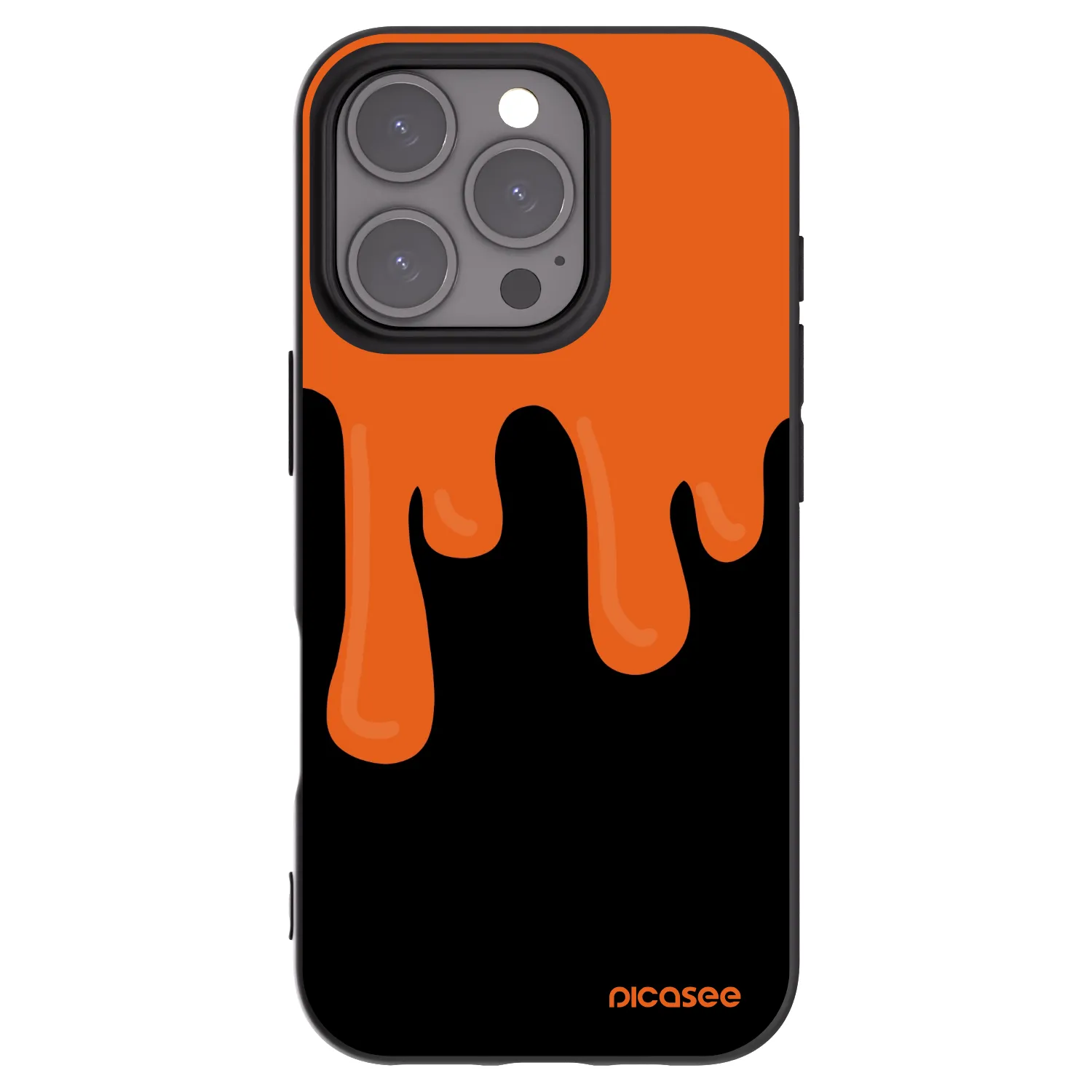 Picasee Apple iPhone 16 Pro Hülle - Schwarzes Silikon - Orange spooky