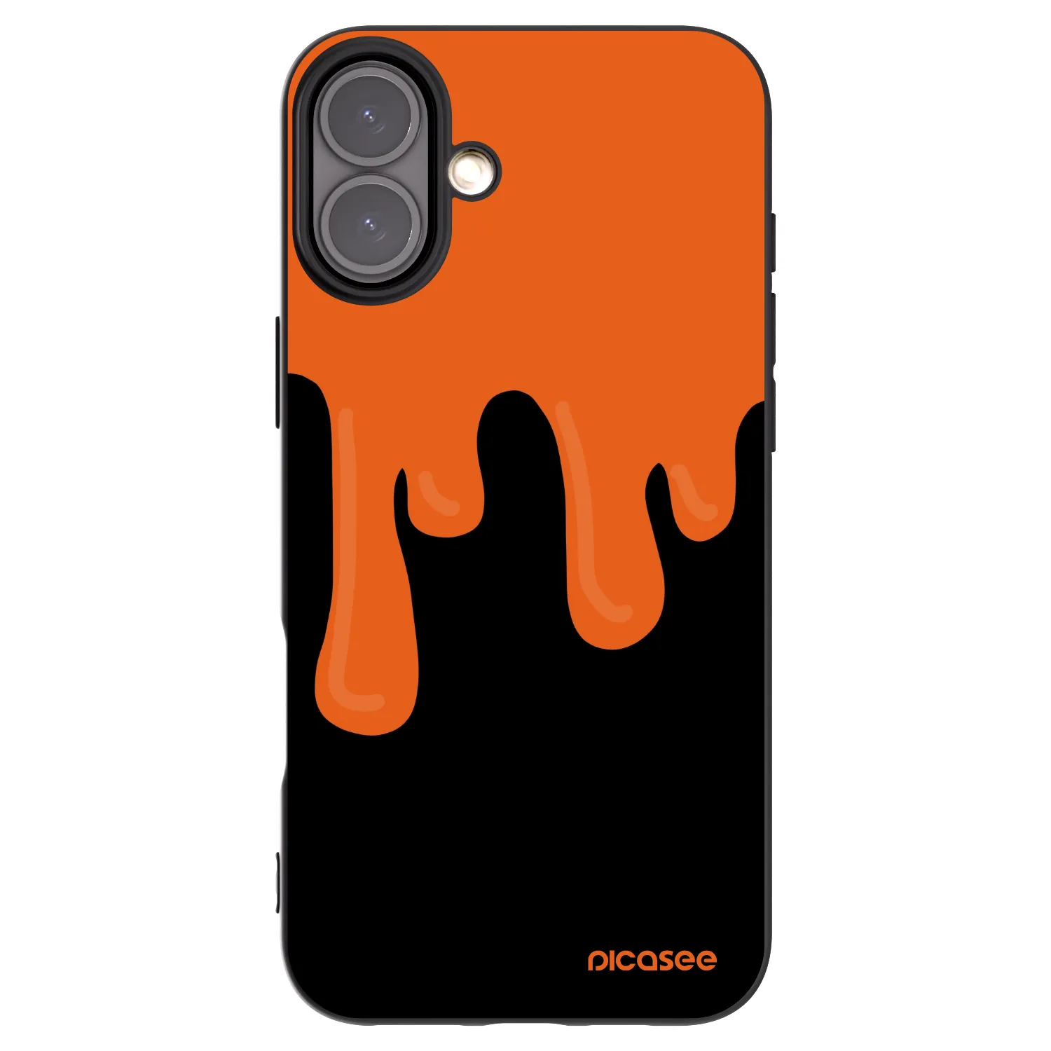 Picasee Apple iPhone 16 Plus Hülle - Schwarzes Silikon - Orange spooky