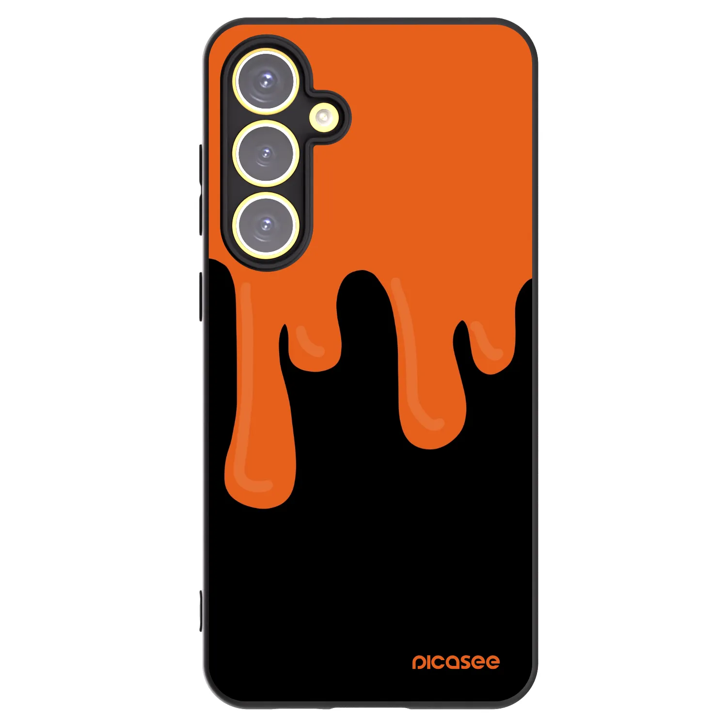 Picasee Samsung Galaxy S24 FE S721B Hülle - Schwarzes Silikon - Orange spooky