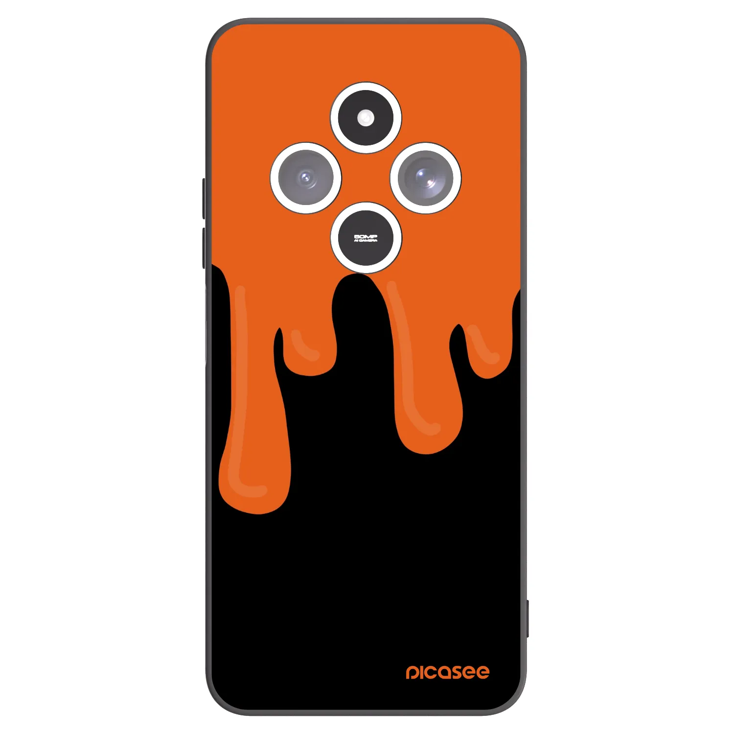Picasee Xiaomi Redmi 14C Hülle - Schwarzes Silikon - Orange spooky