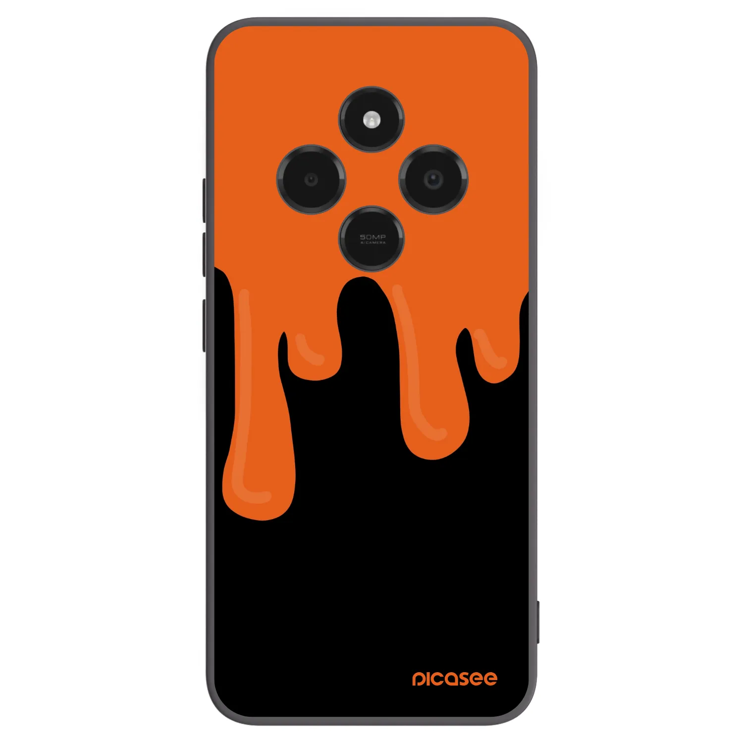 Picasee Xiaomi Poco C75 Hülle - Schwarzes Silikon - Orange spooky