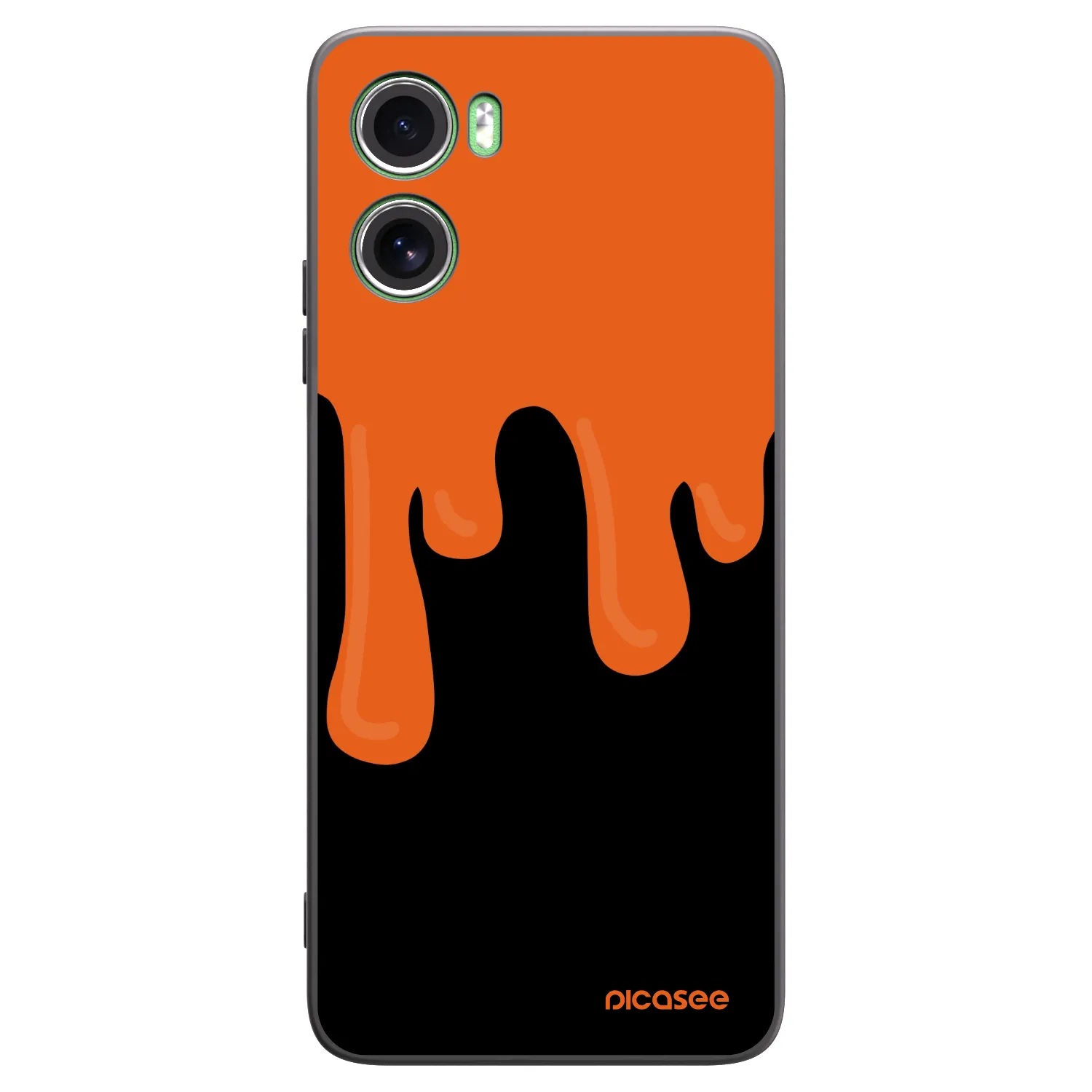 Picasee Motorola Moto G06 Hülle - Schwarzes Silikon - Orange spooky