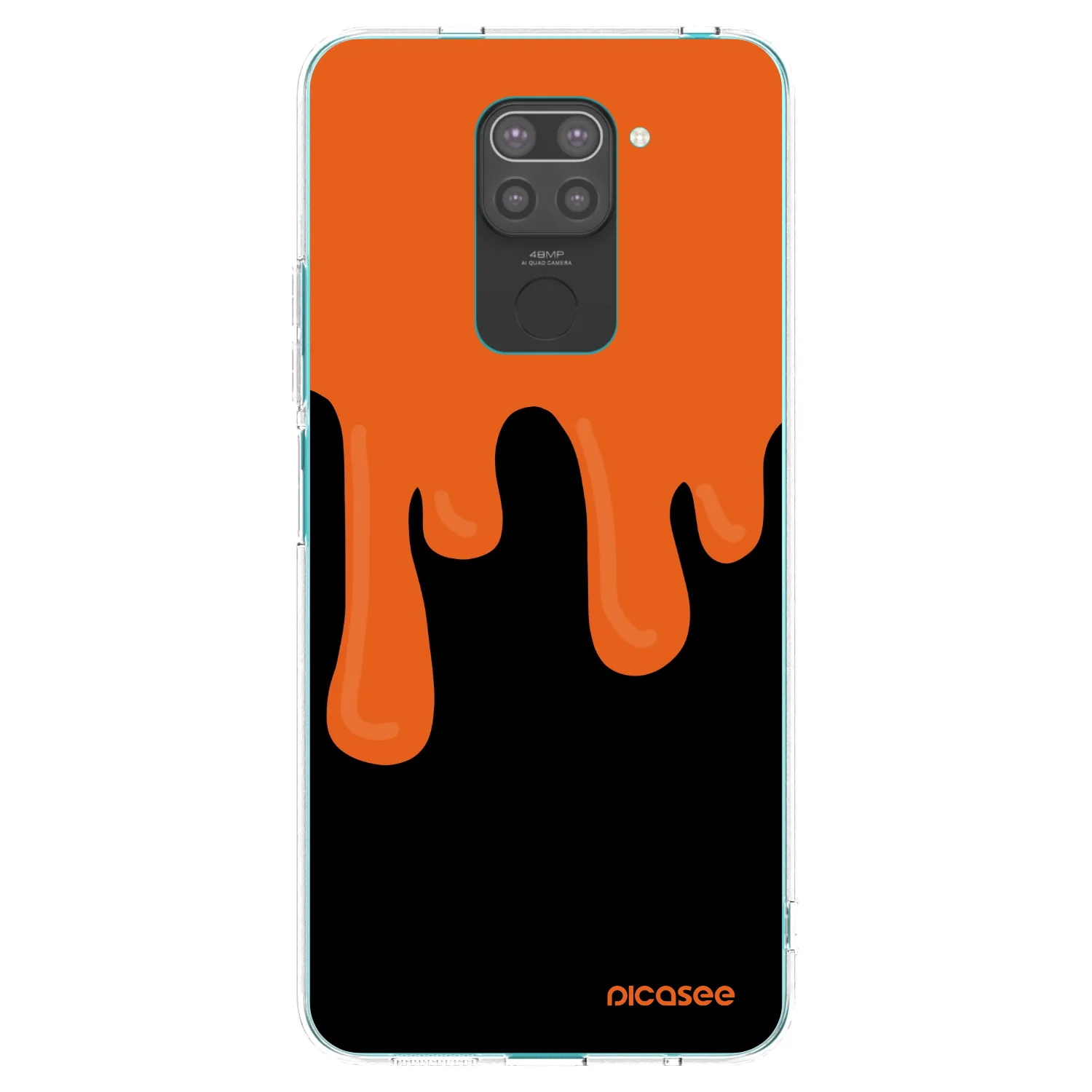 Picasee Xiaomi Redmi Note 9 Hülle - Schwarzes Silikon - Orange spooky