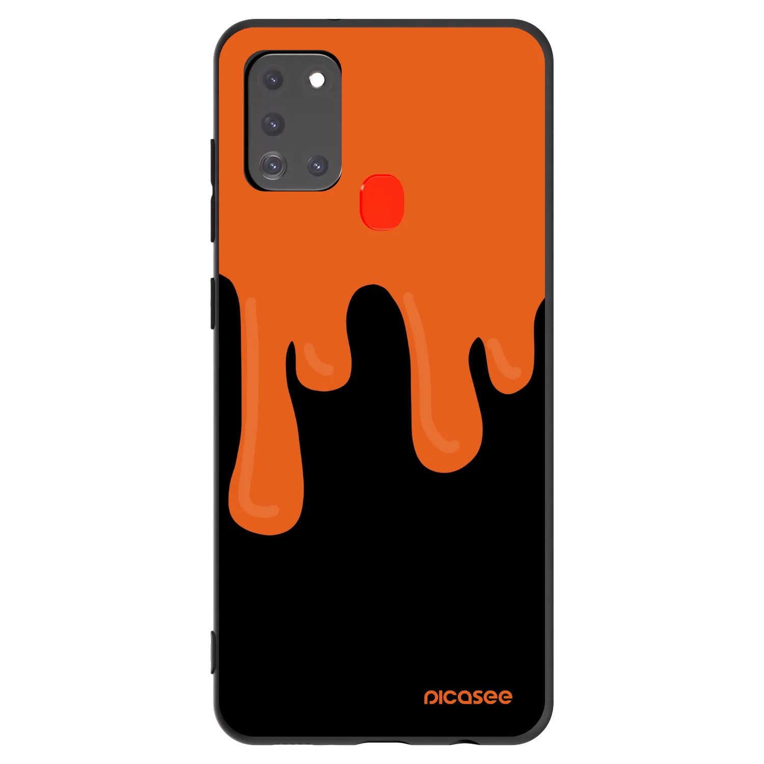 Picasee Samsung Galaxy A21s Hülle - Schwarzes Silikon - Orange spooky