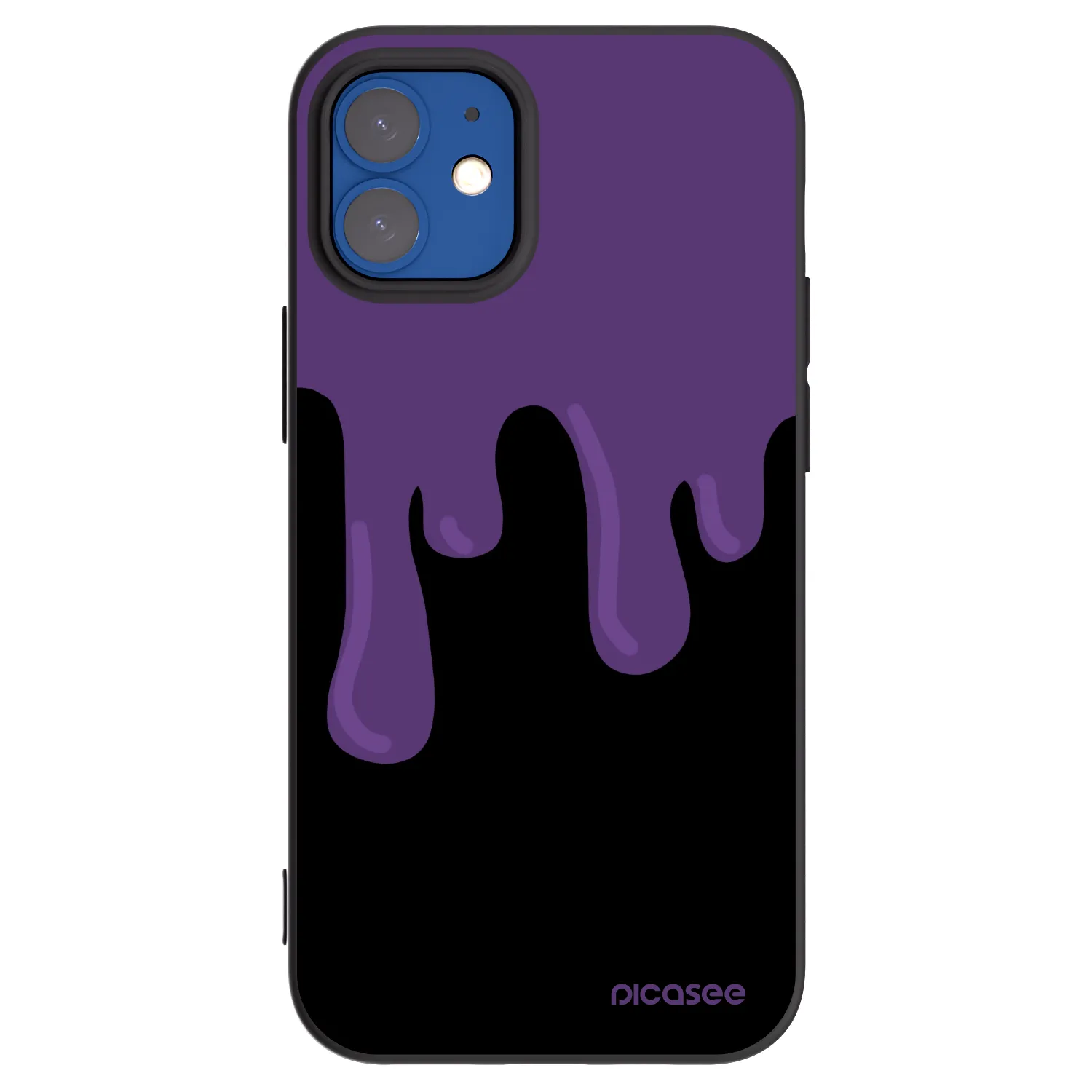 Picasee Apple iPhone 12 mini Hülle - Schwarzes Silikon - Purple spooky