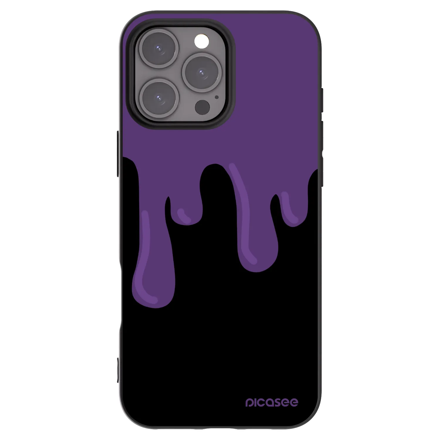 Picasee Apple iPhone 16 Pro Max Hülle - Schwarzes Silikon - Purple spooky