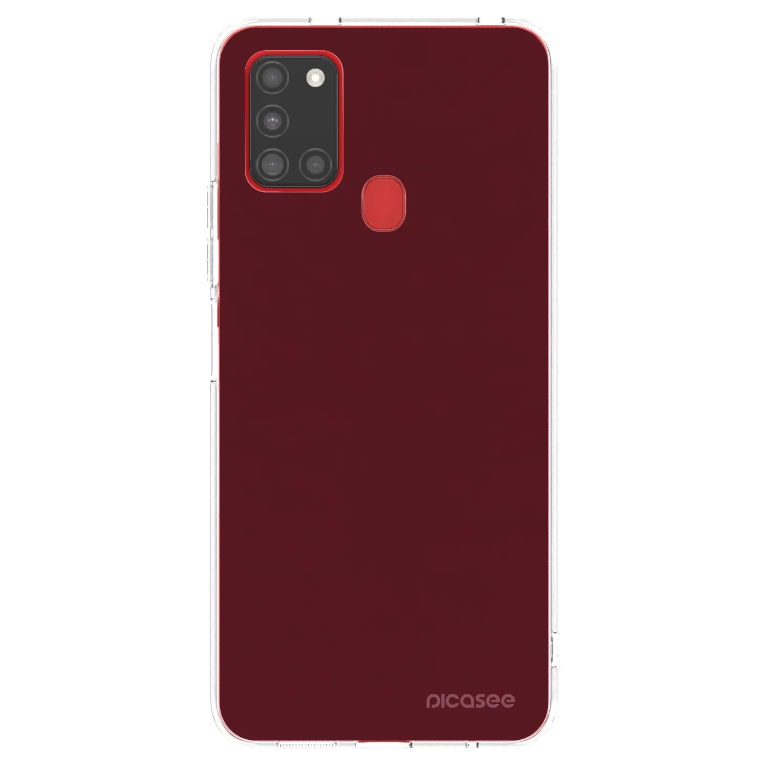 Picasee Samsung Galaxy A21s Hülle - Transparentes Silikon - Burgundy red