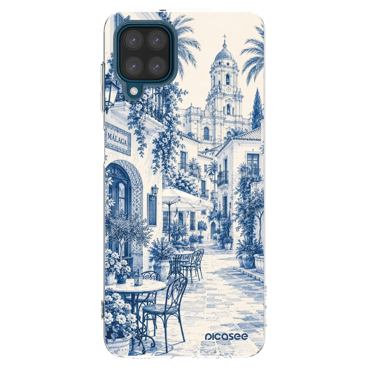 Picasee Samsung Galaxy A12 A125F Hülle - Transparentes Silikon - Calle Azul