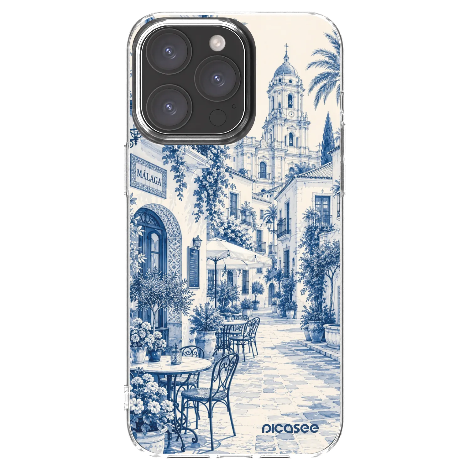 Picasee Apple iPhone 15 Pro Max Hülle - Transparentes Silikon - Calle Azul