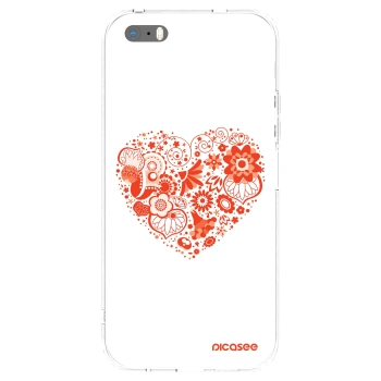 Picasee Apple iPhone 5/5S/SE Hülle - Transparentes Silikon - Großes Herz