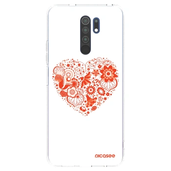 Picasee Xiaomi Redmi 9 Hülle - Transparentes Silikon - Großes Herz