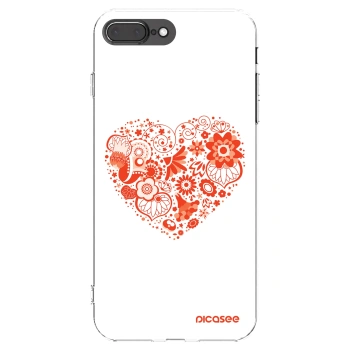 Picasee Apple iPhone 8 Plus Hülle - Transparentes Silikon - Großes Herz