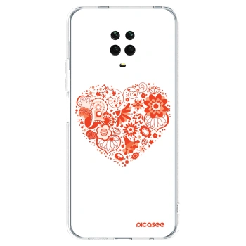 Picasee Xiaomi Redmi Note 9 Pro Hülle - Transparentes Silikon - Großes Herz
