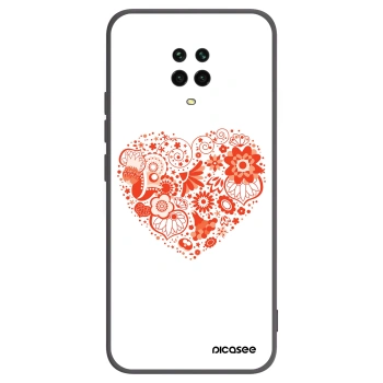 Picasee Xiaomi Redmi Note 9S Hülle - Schwarzes Silikon - Großes Herz