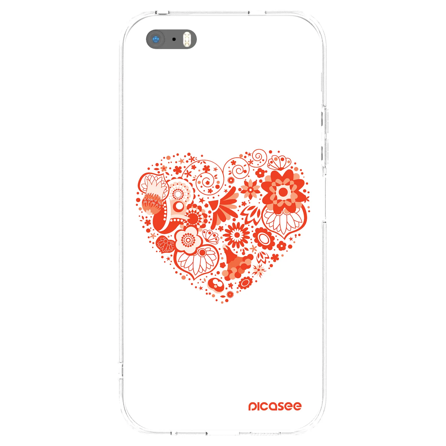 Picasee Apple iPhone 5/5S/SE Hülle - Transparentes Silikon - Großes Herz