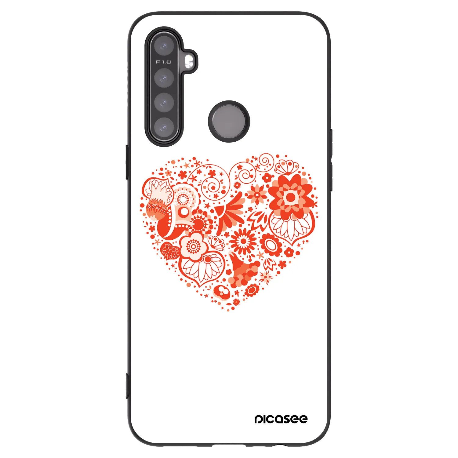 Picasee Realme 5 Hülle - Schwarzes Silikon - Großes Herz