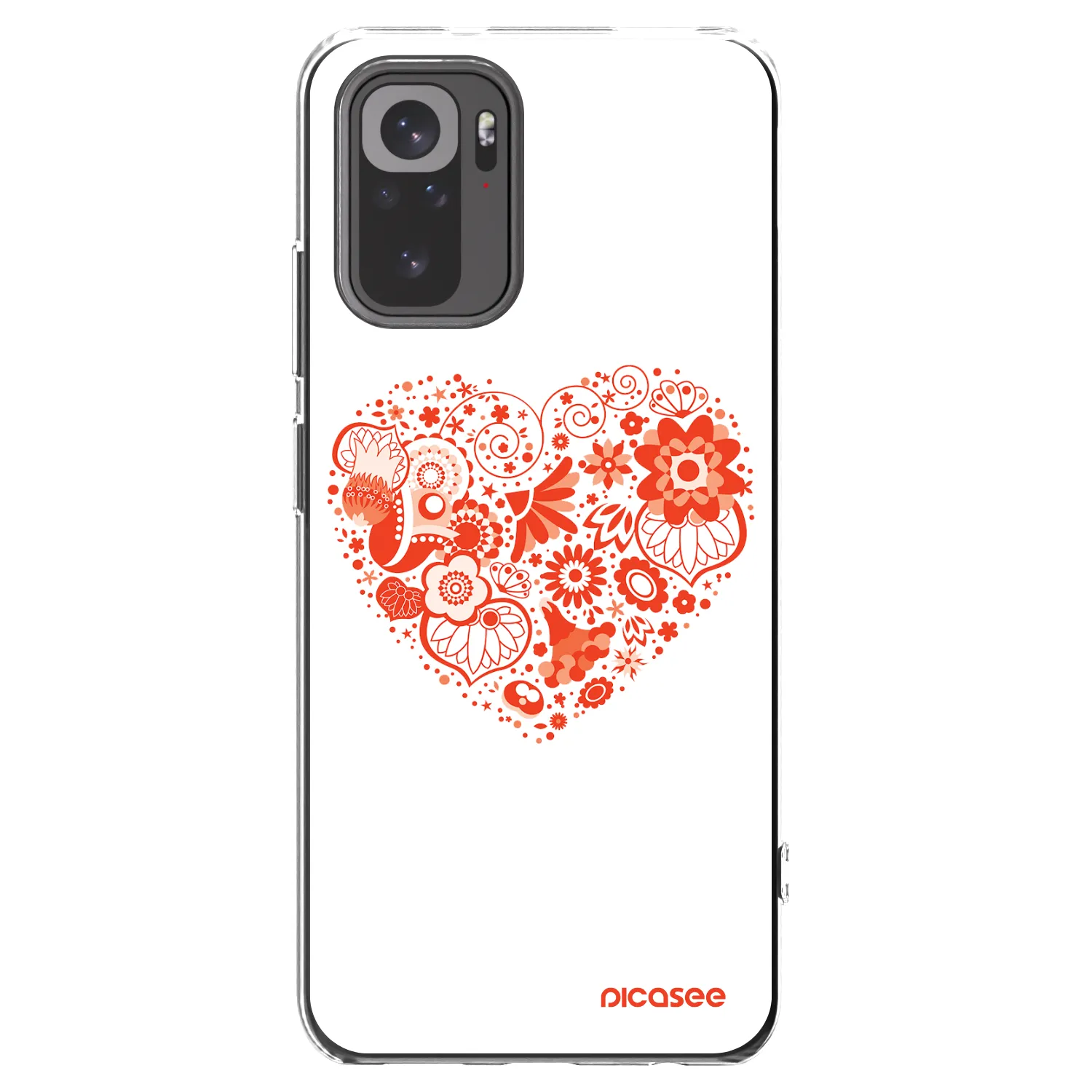 Picasee Xiaomi Redmi Note 10S Hülle - Transparentes Silikon - Großes Herz