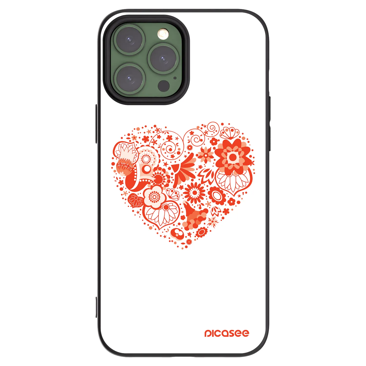 Picasee Apple iPhone 13 Pro Max Hülle - Schwarzes Silikon - Großes Herz