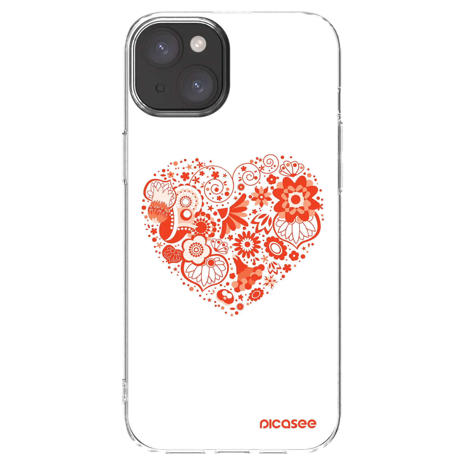 Picasee Apple iPhone 15 Plus Hülle - Transparentes Silikon - Großes Herz