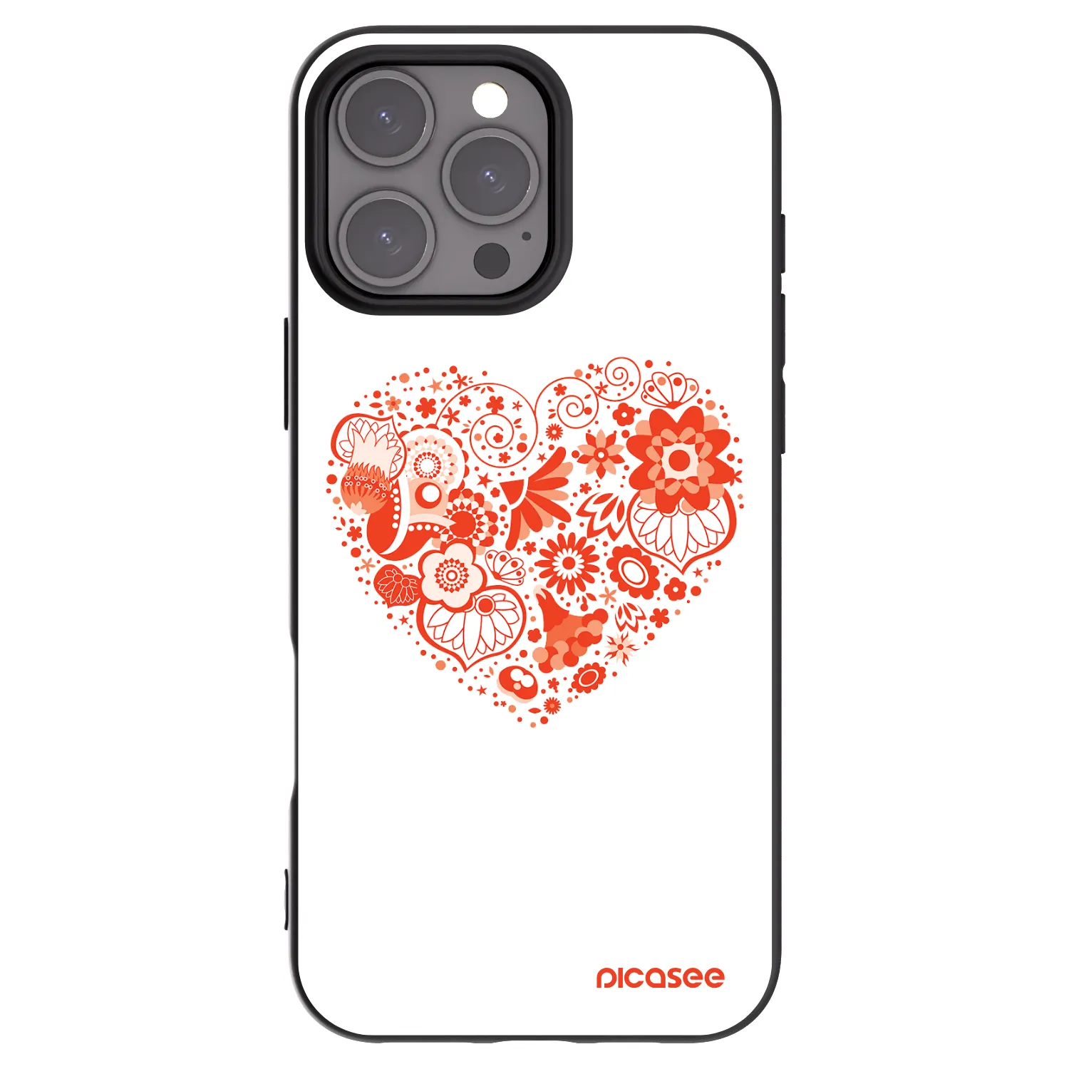 Picasee Apple iPhone 16 Pro Max Hülle - Schwarzes Silikon - Großes Herz