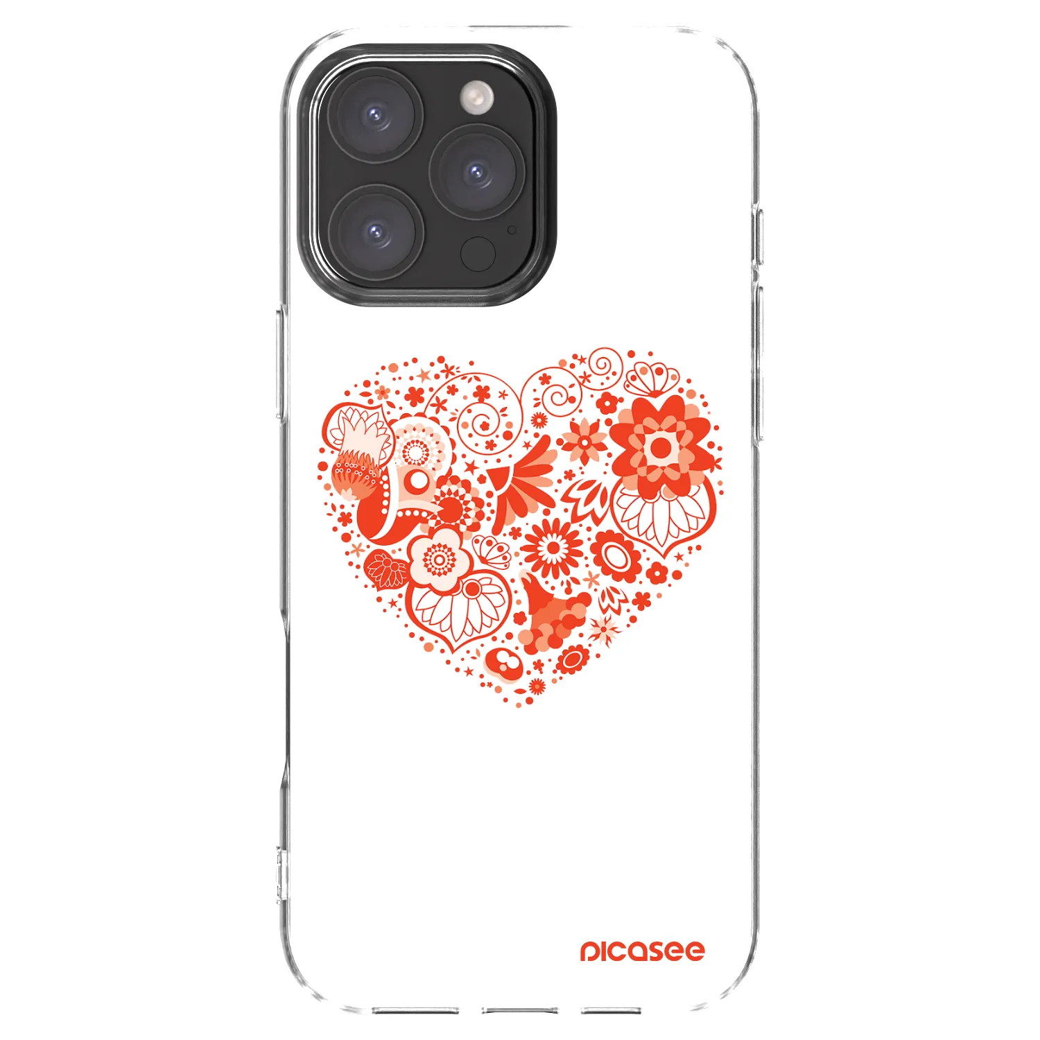 Picasee Apple iPhone 16 Pro Max Hülle - Transparentes Silikon - Großes Herz
