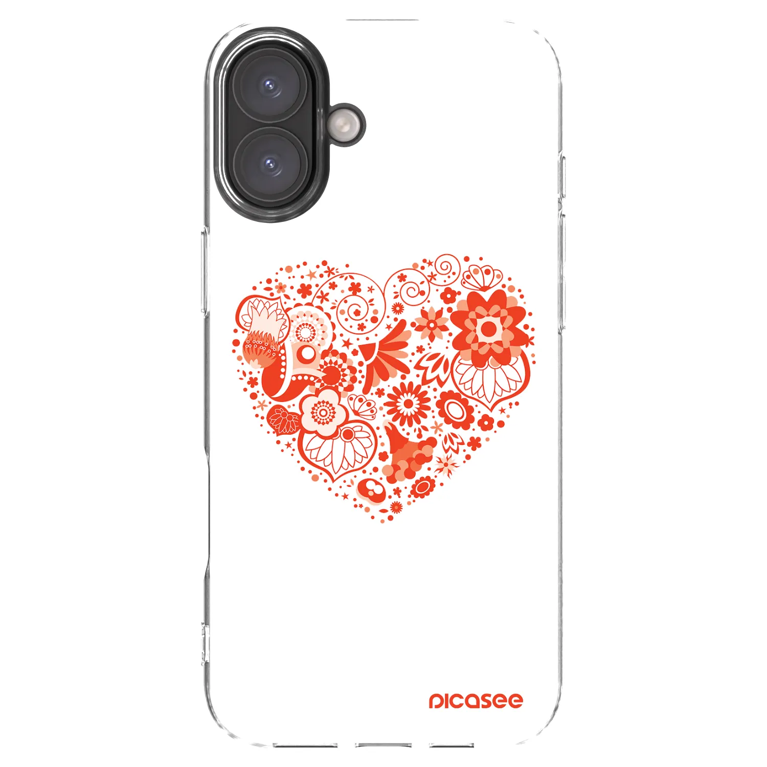 Picasee Apple iPhone 16 Plus Hülle - Transparentes Silikon - Großes Herz