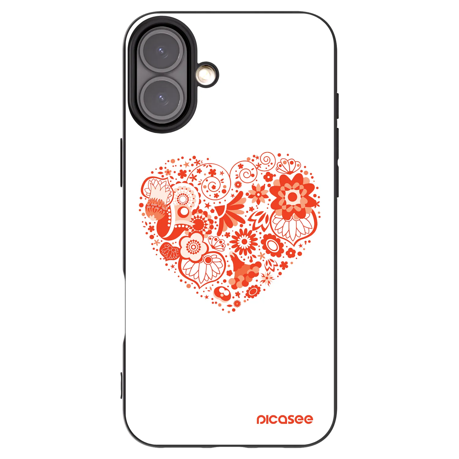 Picasee Apple iPhone 16 Plus Hülle - Schwarzes Silikon - Großes Herz