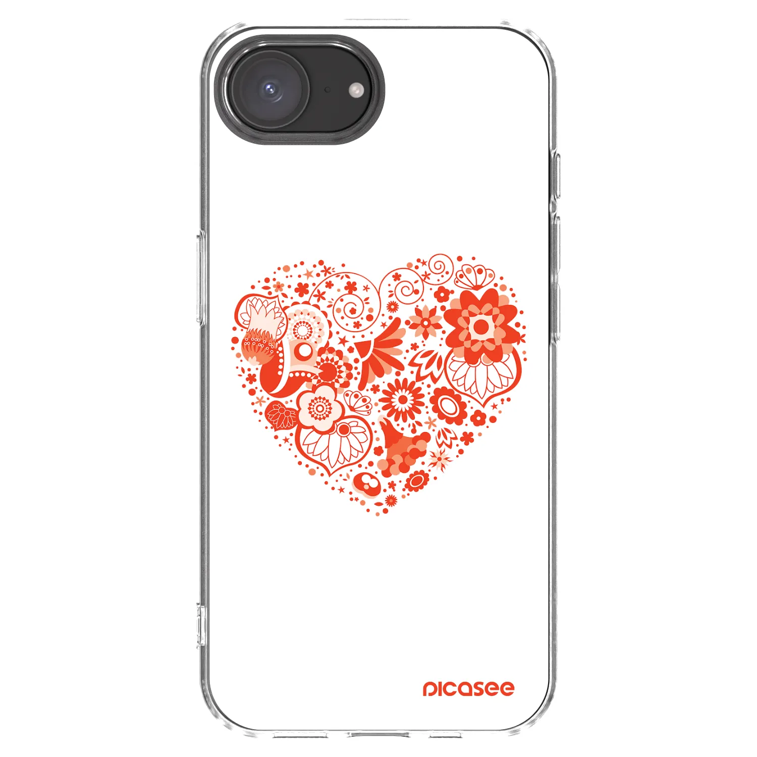 Picasee Apple iPhone 16e Hülle - Transparentes Silikon - Großes Herz